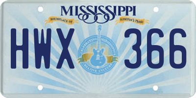 MS license plate HWX366