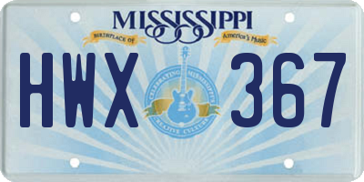 MS license plate HWX367