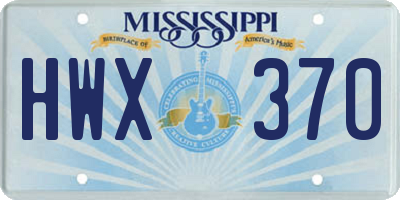 MS license plate HWX370