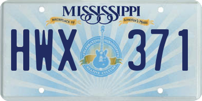 MS license plate HWX371