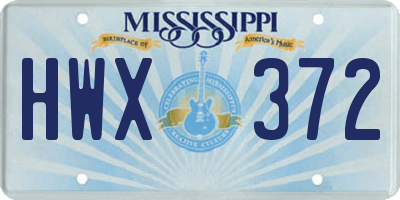 MS license plate HWX372