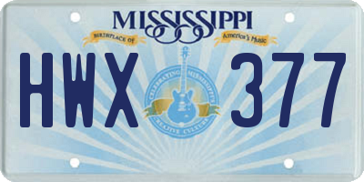 MS license plate HWX377