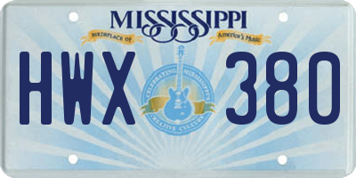 MS license plate HWX380