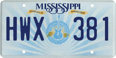 MS license plate HWX381
