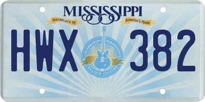 MS license plate HWX382