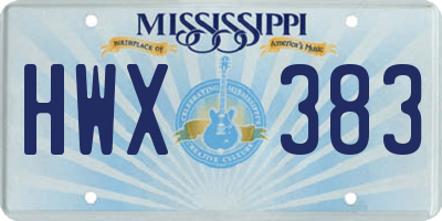 MS license plate HWX383