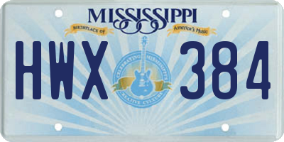 MS license plate HWX384