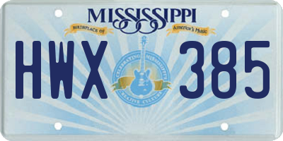 MS license plate HWX385