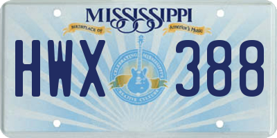 MS license plate HWX388