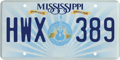 MS license plate HWX389