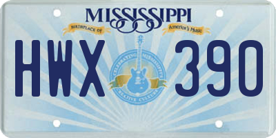 MS license plate HWX390