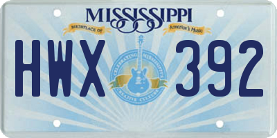 MS license plate HWX392