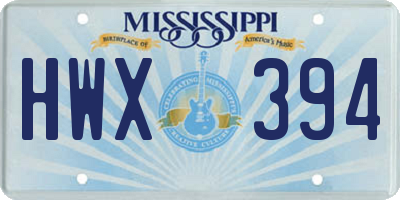 MS license plate HWX394