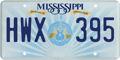MS license plate HWX395