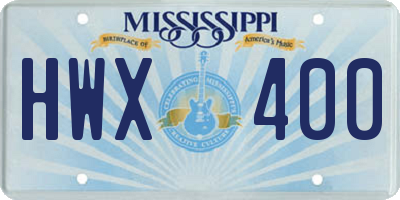 MS license plate HWX400