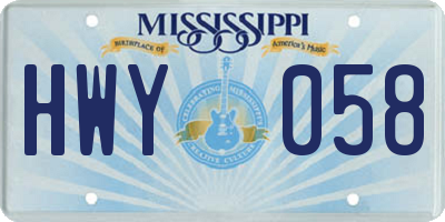 MS license plate HWY058