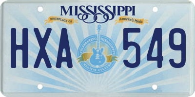 MS license plate HXA549