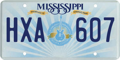 MS license plate HXA607