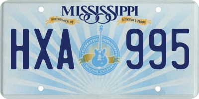 MS license plate HXA995