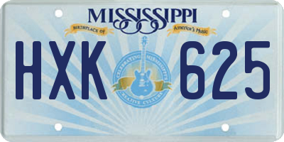 MS license plate HXK625