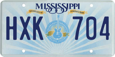 MS license plate HXK704