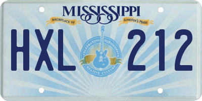 MS license plate HXL212