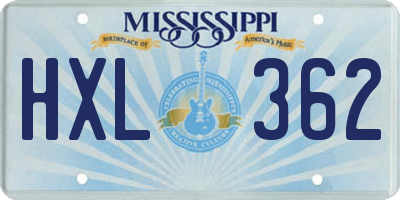 MS license plate HXL362