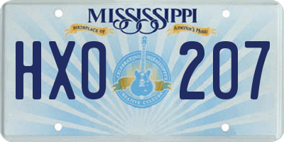 MS license plate HXO207