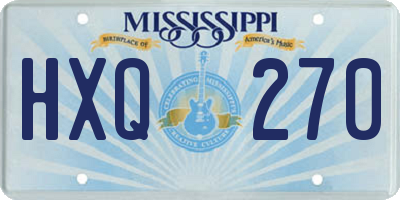 MS license plate HXQ270
