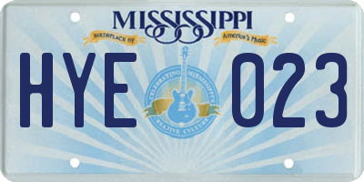 MS license plate HYE023