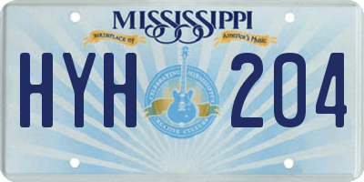 MS license plate HYH204