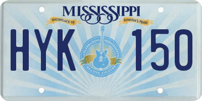 MS license plate HYK150