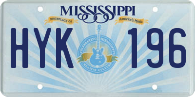 MS license plate HYK196