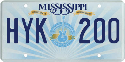 MS license plate HYK200