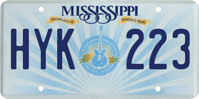 MS license plate HYK223
