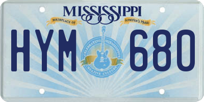 MS license plate HYM680