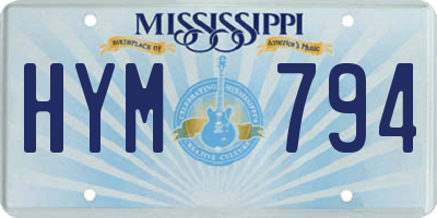MS license plate HYM794