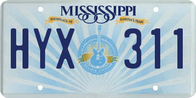 MS license plate HYX311