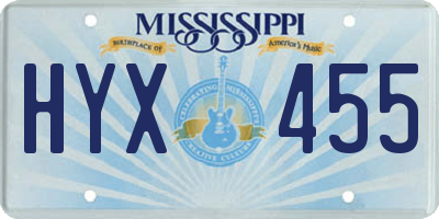 MS license plate HYX455