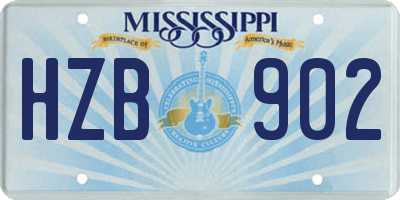 MS license plate HZB902