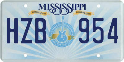 MS license plate HZB954
