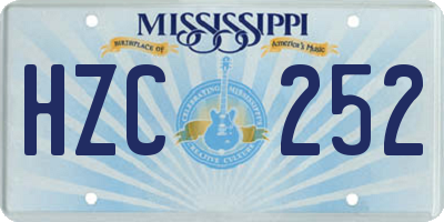 MS license plate HZC252