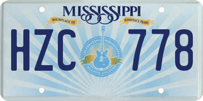 MS license plate HZC778
