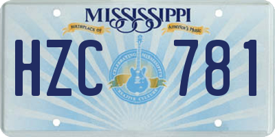 MS license plate HZC781