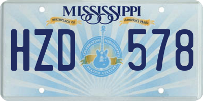 MS license plate HZD578