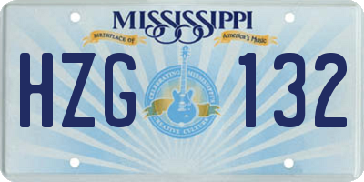 MS license plate HZG132