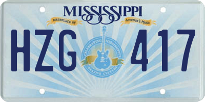 MS license plate HZG417