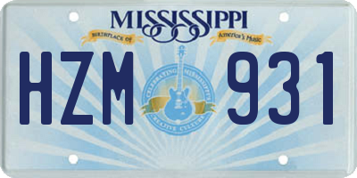 MS license plate HZM931