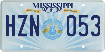 MS license plate HZN053