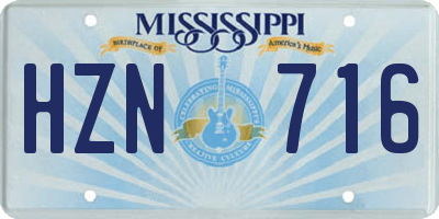 MS license plate HZN716